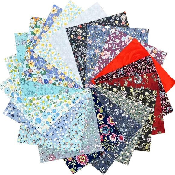 50PCS 10x10 Inch Floral Cotton Fat Quarters for Sewing and Quilting Projects - Picture 4 of 9